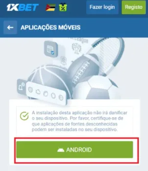 Fazer download da App Móvel Android 1xBet