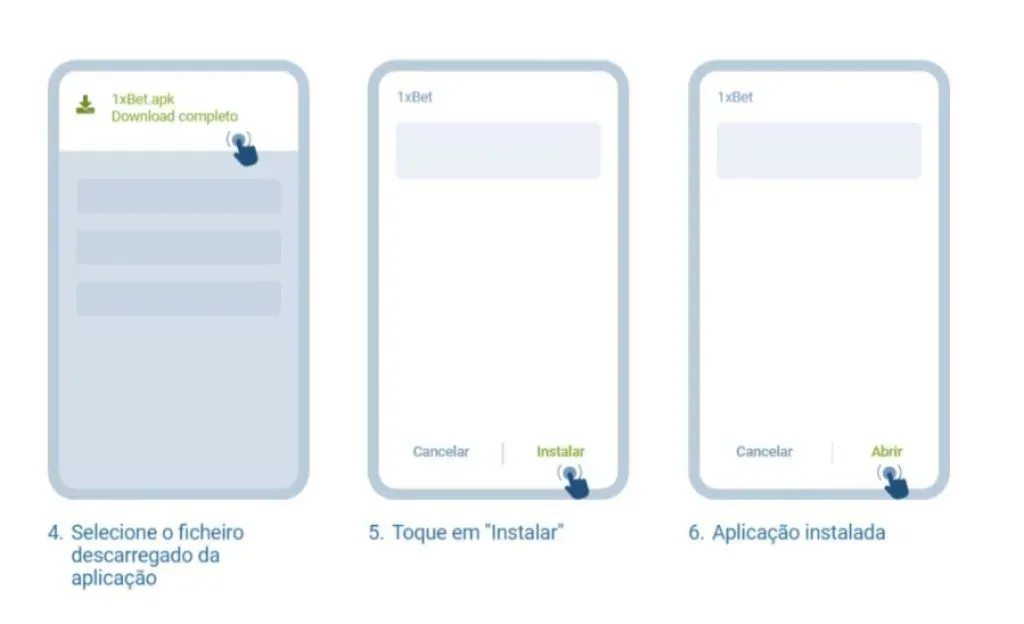 Últimas etapas para intalar a 1xBet App