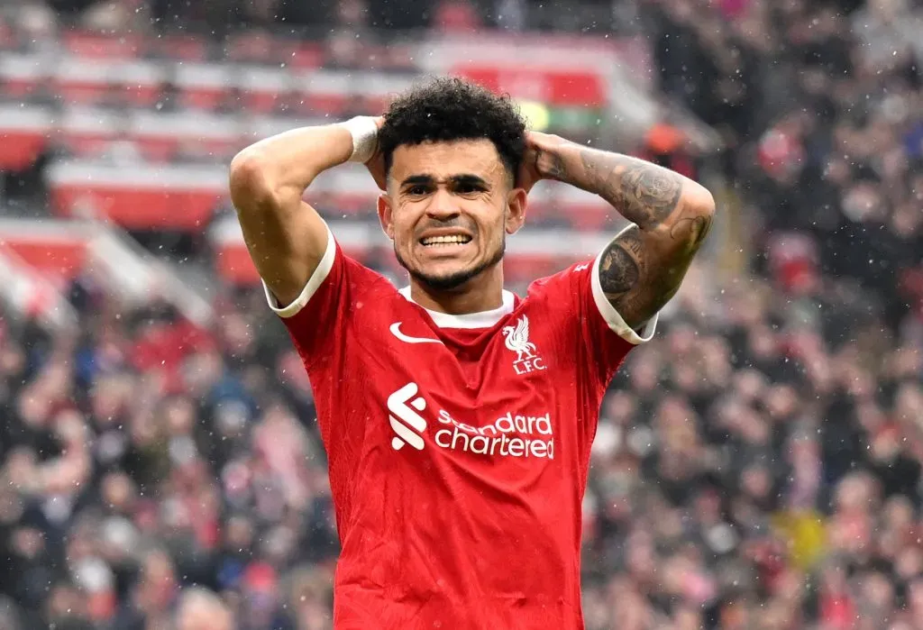 Luis Díaz, avançado do Liverpool. Foto: Michael Regan/Getty Images.