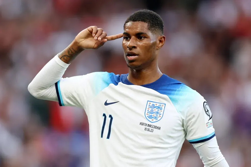 Rashford com a camisola da seleção inglesa. Foto: Catherine Ivill/Getty Images.