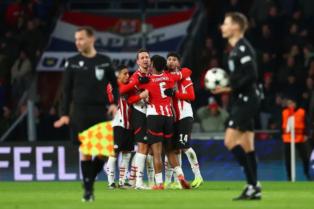 PSV Eindhoven festeja golo na Champions League. Foto: Dean Mouhtaropoulos/Getty Images
