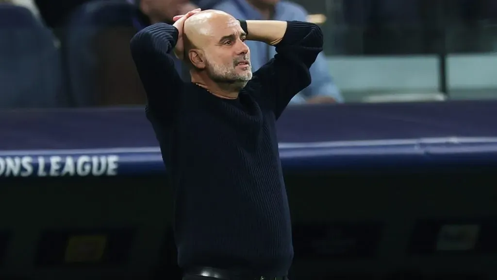 O desespero de Pep Guardiola. Foto: Getty Images.