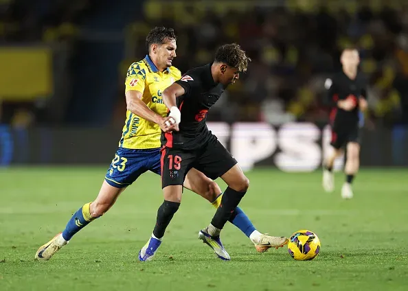 Lamine Yamal durante o jogo Barcelona x Las Palmas em La Liga. Foto: Getty Images