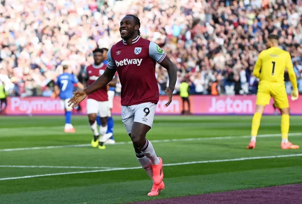 Michael Antonio celebra golo do West Ham na Premier League. Foto: Alex Broadway/Getty Images.