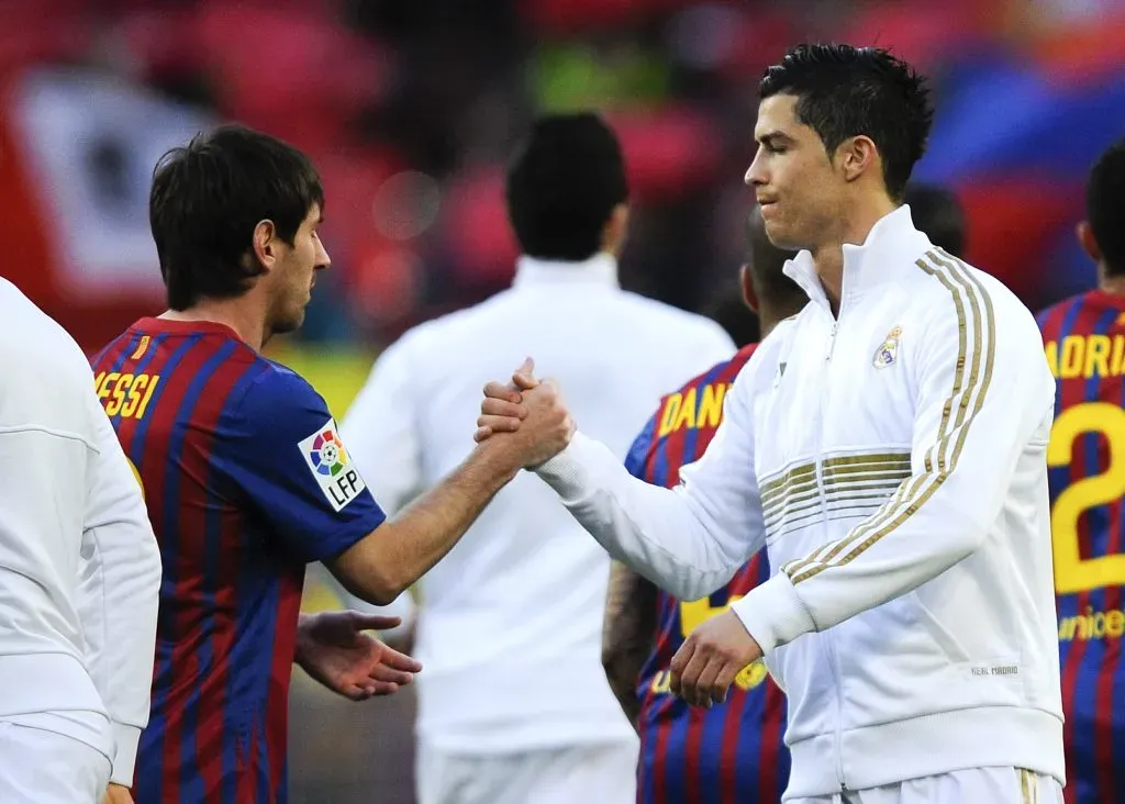 Lionel Messi e Cristiano Ronaldo num Barcelona x Real Madrid. Foto: Getty Images