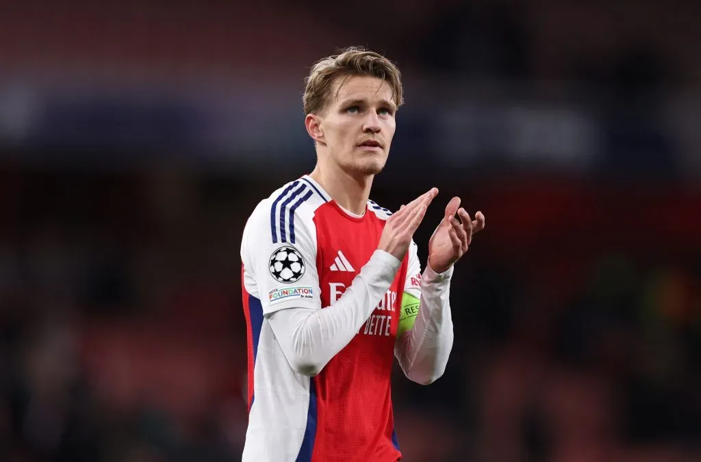 Martin Odegaard em foco no Arsenal x Real Madrid. Foto: Getty Images