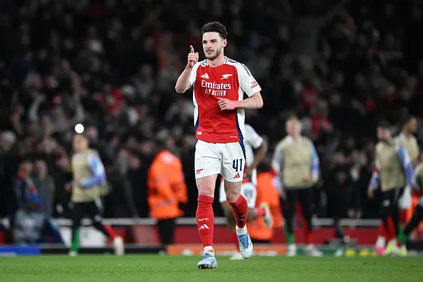 Declan Rice bisou ante o Real Madrid. Foto: Getty Images