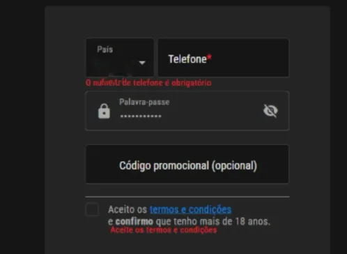 Fazer o registo na Winner Moçambique