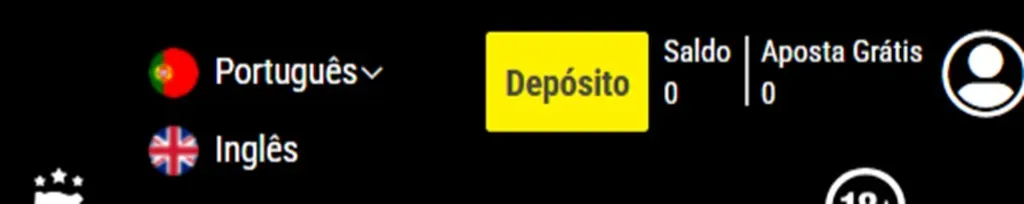 Idioma e moeda utilizada na plataforma Winner