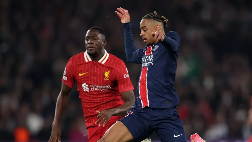 Bradley Barcola defrontou o Liverpool esta temporada, na Champions League. Foto: Julian Finney/Getty Images