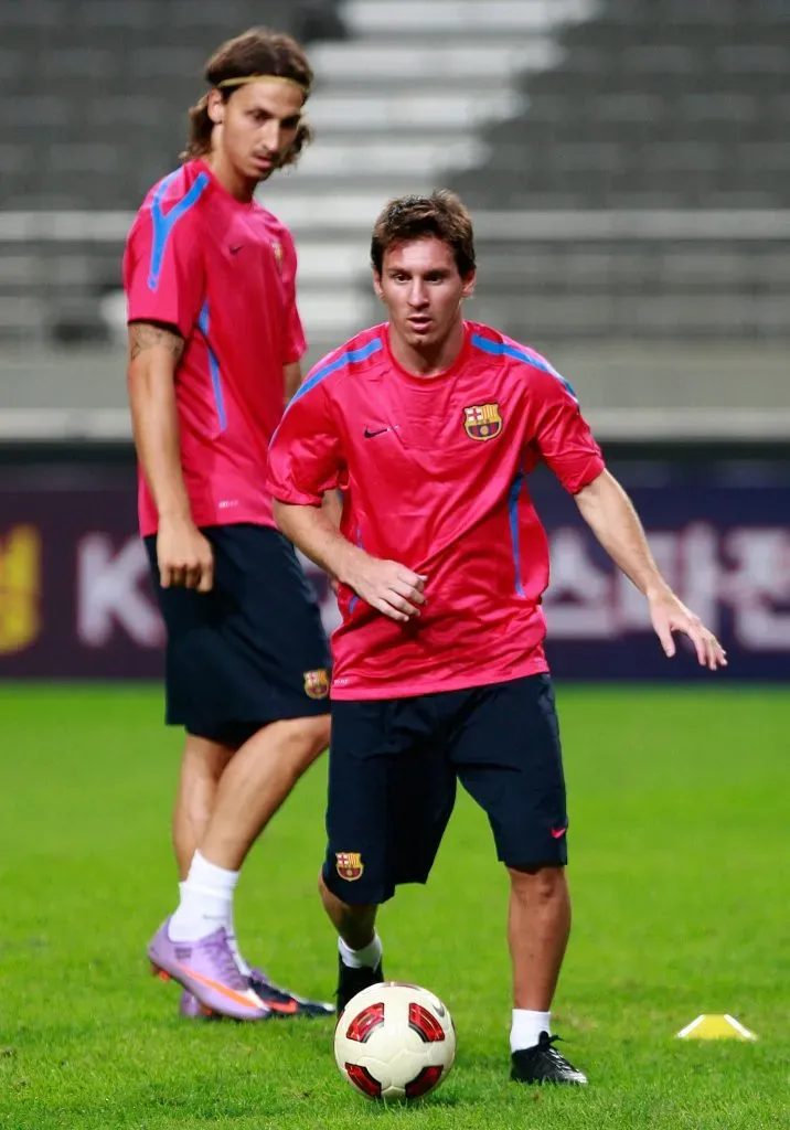 Messi e Ibrahimovic foram colegas de equipa no Barcelona. Foto: Getty Images