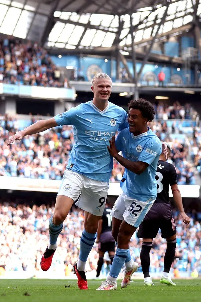 Nypan poderá futuramente juntar-se aos noruegueses Erling Haaland e Oscar Bobb no plantel principal do City. Foto: Lewis Storey/Getty Images.
