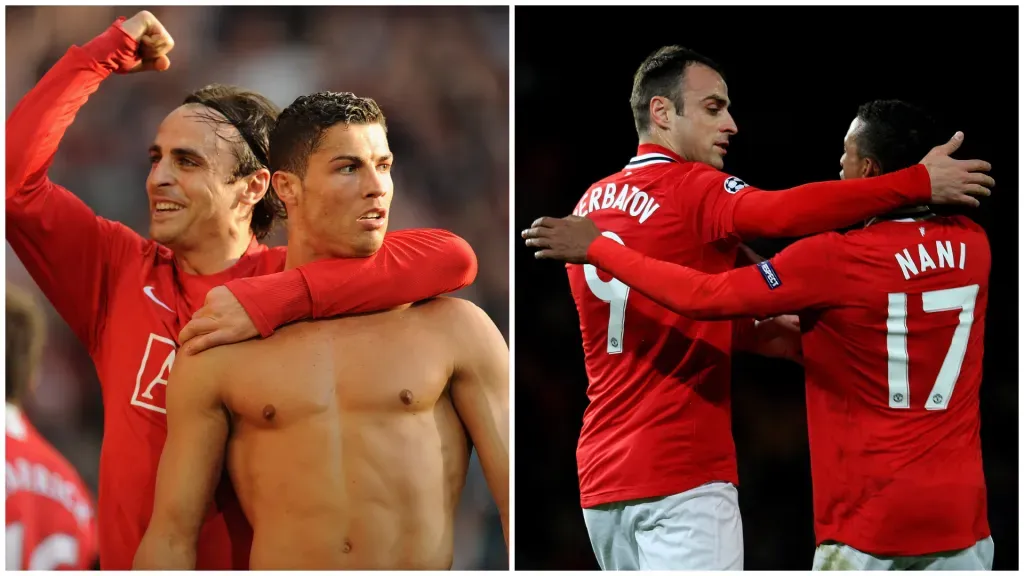 Berbatov, Ronaldo e Nani partilharam vários momentos juntos no Manchester United. Fotos: Getty Images.
