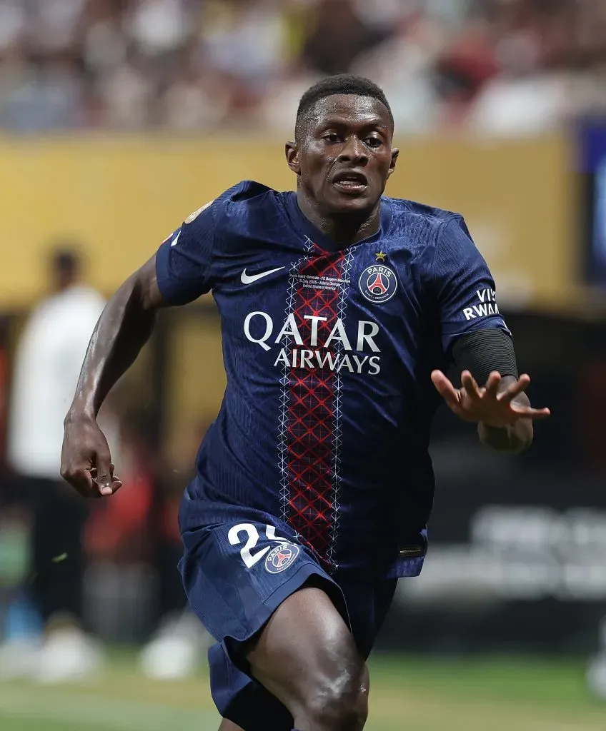 Nuno Mendes, lateral-esquerdo do PSG, irá reencontrar o Sporting. Foto: Kevin C. Cox/Getty Images.