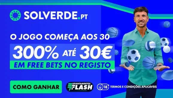 Código promocional Solverde pode dar 300% até 30€ em Free Bets no registo