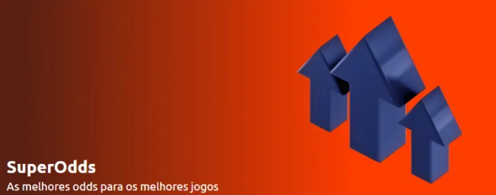 Imagem gráfica de divulgação das SuperOdds da Betano, com três setas azuis, em 3d, a apontar para cima. No canto esquerdo inferior, pode-se ler
