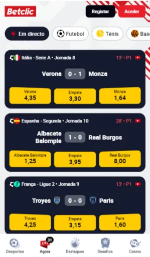 Como são as apostas ao vivo Betclic