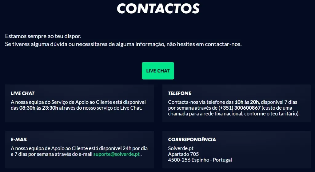 Solverde contactos