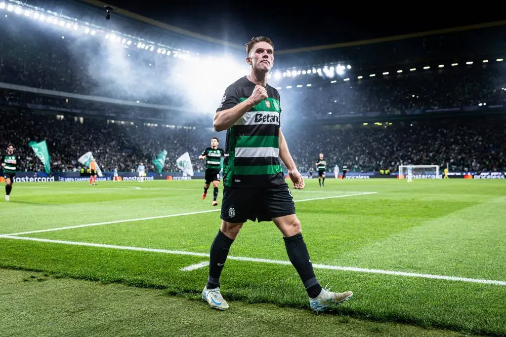 Viktor Gyökeres marcou um hattrick frente ao Manchester City.