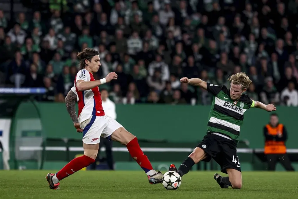 Morten Hjulmand em ação contra o Arsenal. Foto: Imago.