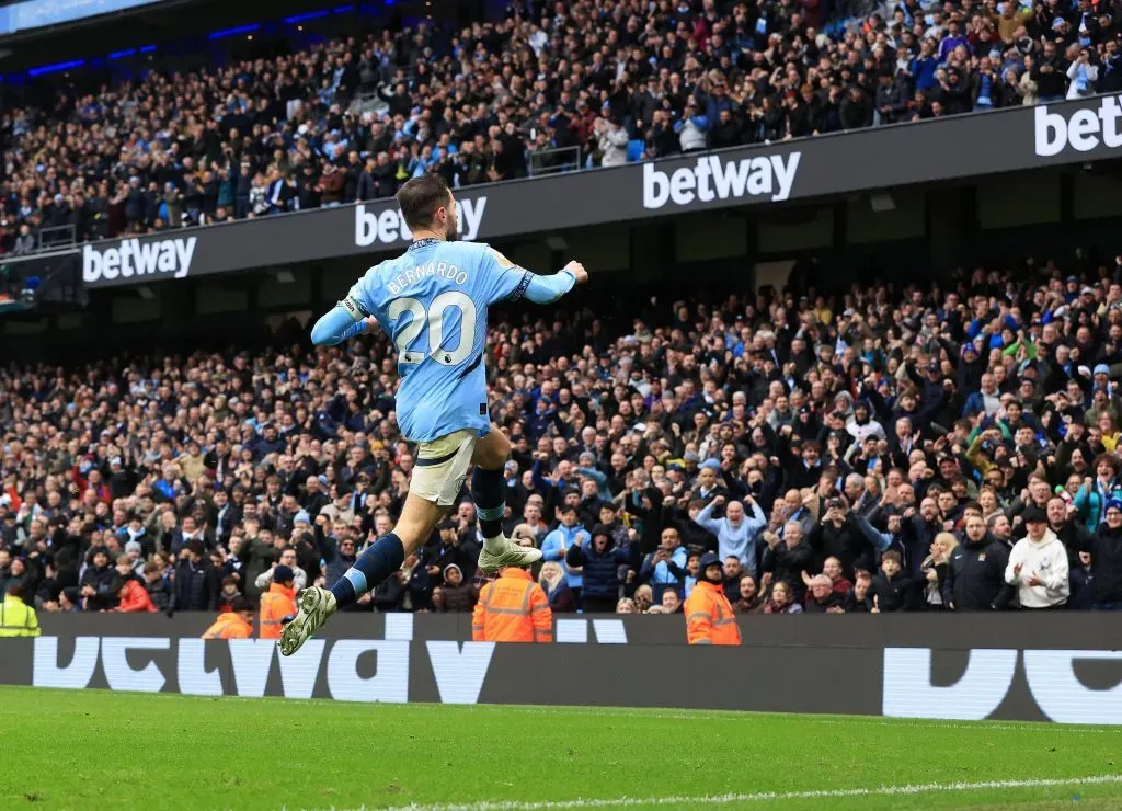 Bernardo Silva a festejar o primeiro golo do encontro. Foto: Imago.