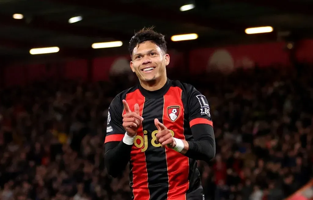 Evanilson festeja um golo pelo Bournemouth. Foto: Michael Steele/Getty Images