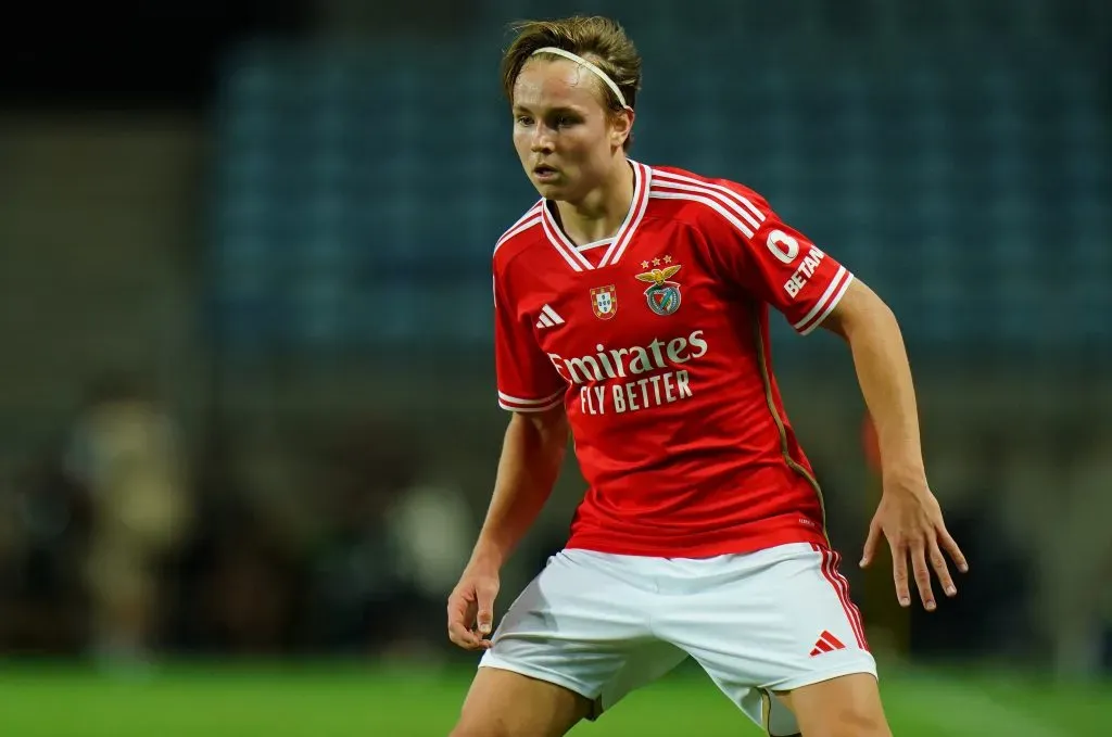 Andreas Schjelderup marcou o golo do Benfica na final da Taça da Liga. Foto: Getty Images