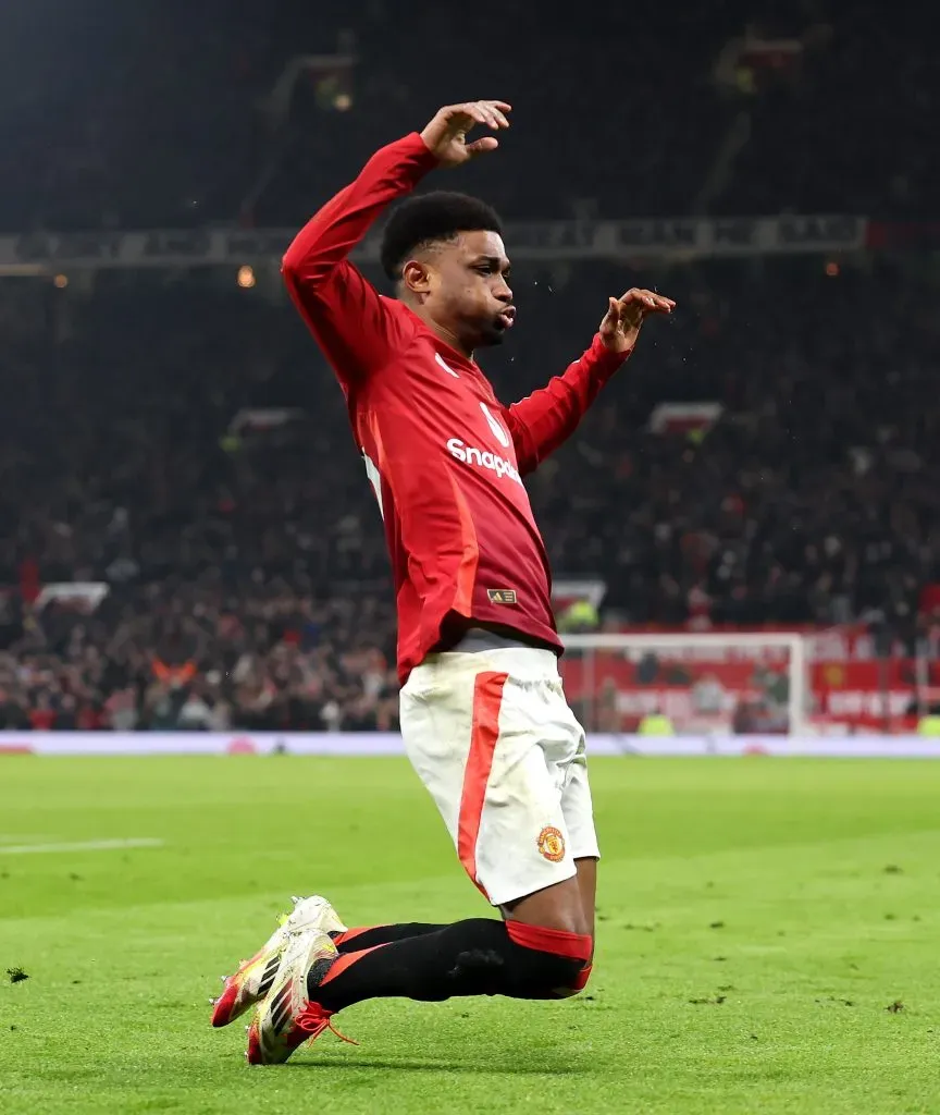 Diallo a festejar o segundo golo, que colocou o United em vantagem. Foto: Carl Recine/Getty Images.