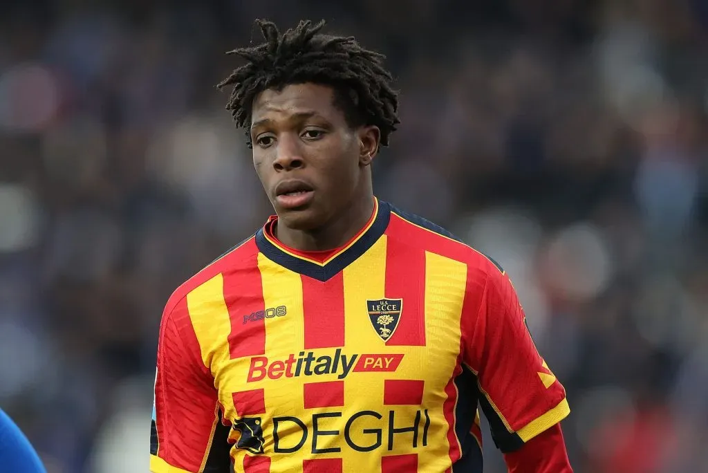 Dorgu em jogo do Lecce na Serie A. Foto: Gabriele Maltinti/Getty Images.