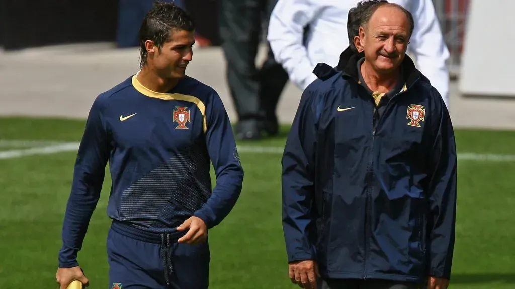 Cristiano Ronaldo e Scolari na seleção. Foto: Alex Livesey/Getty Images