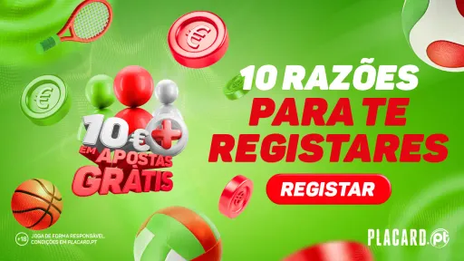 10€ em apostas grátis com o registo no Placard