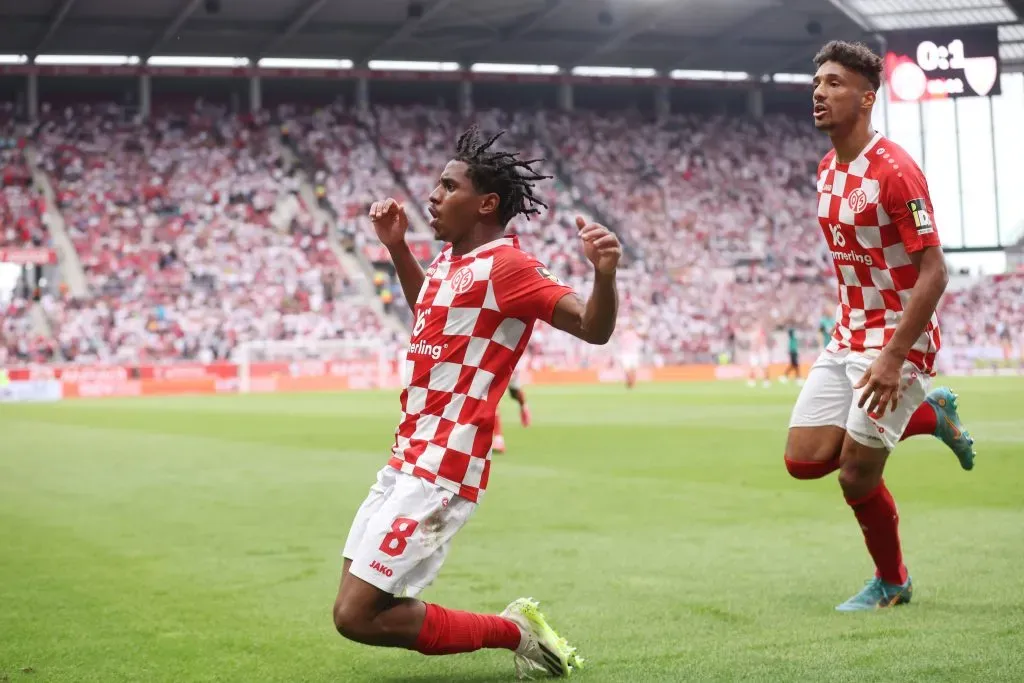 Leandro barreiro celebra golo nos tempos de Mainz. Foto: Alex Grimm/Getty Images.