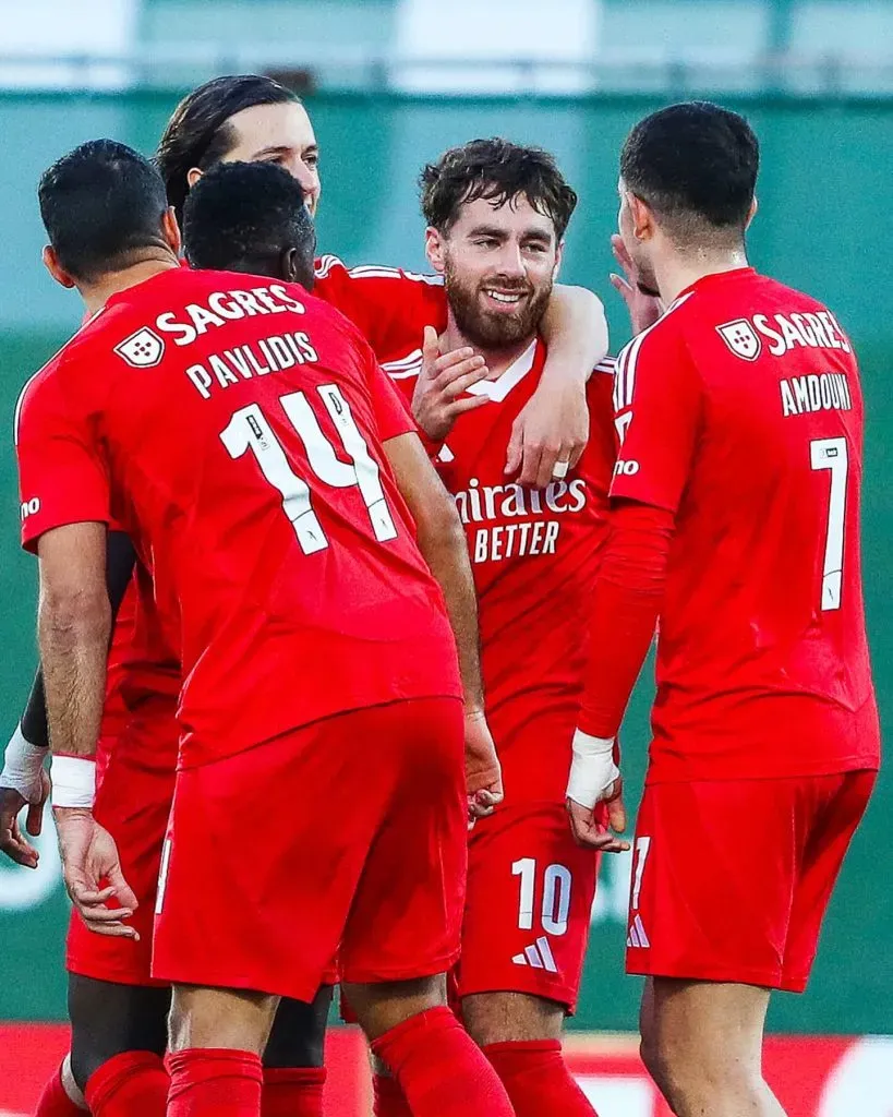 Jogadores do Benfica festejam golo. Foto: Liga Portugal