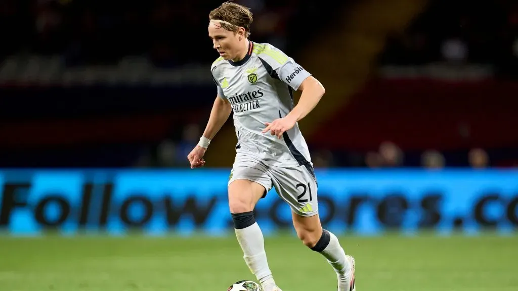 Andreas Schjelderup, jogador do Benfica. Foto: Getty Images