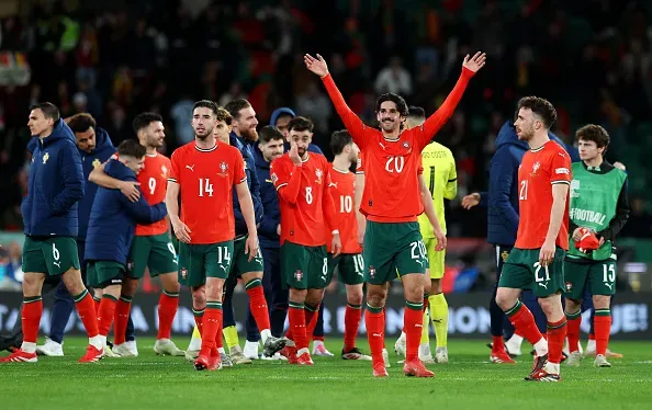 Seleção Portuguesa celebra o apuramento às meias-finais da Nations League. Foto: Getty Images