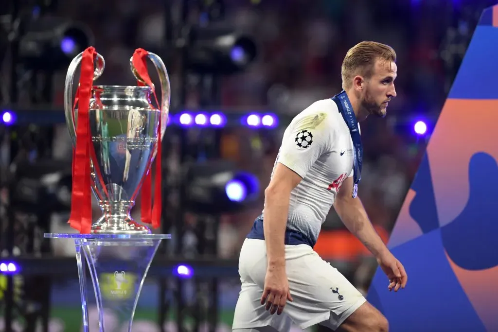 Kane após derrota para o Liverpool na final da Champions League, em 2019. Foto: Matthias Hangst/Getty Images.