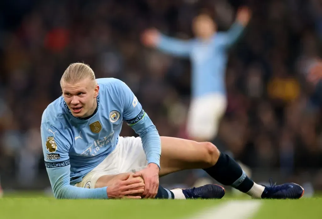 Haaland é baixa e não jogará o dérbi de Manchester. Foto: Carl Recine/Getty Images.