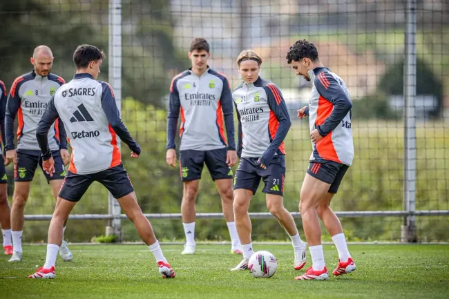 Jogadores do Benfica no treino. Foto: SLB.