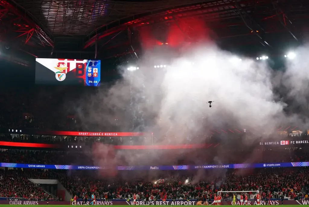 Benfica x Barcelona no Estádio da Luz, no dia 5 de março de 2025. Foto: Gualter Fatia/Getty Images.