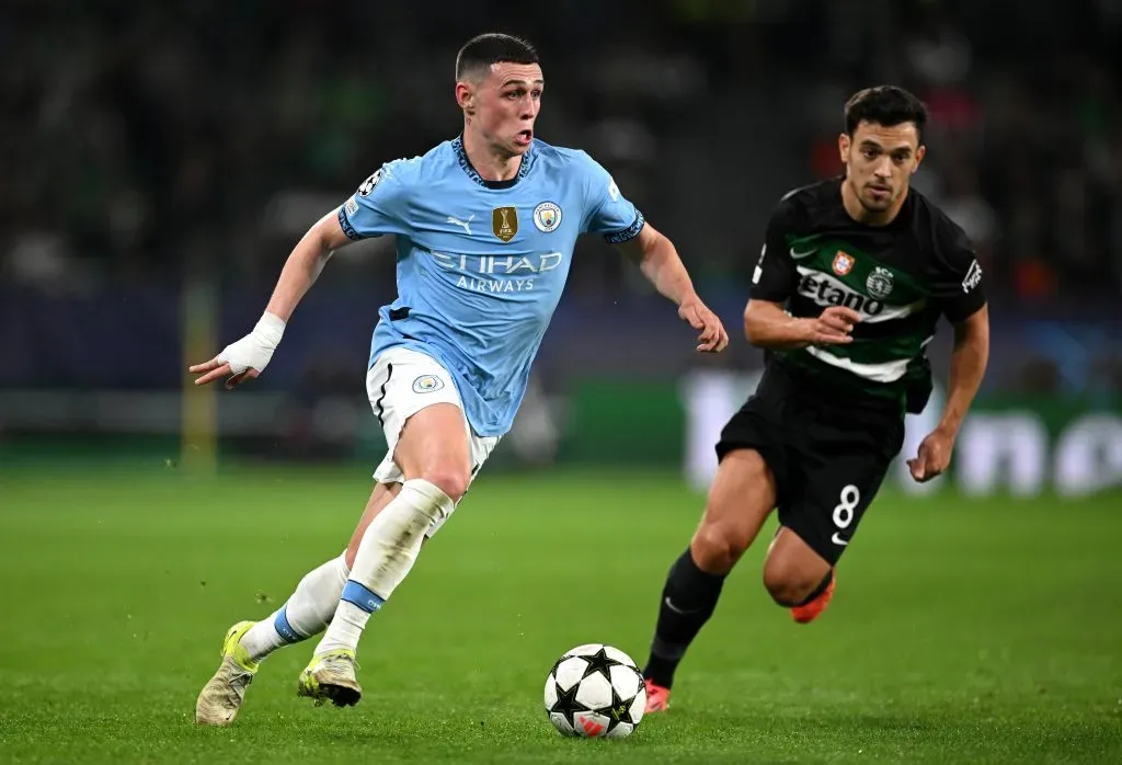 Pedro Gonçalves a defrontar o Manchester City. Foto: Getty Images