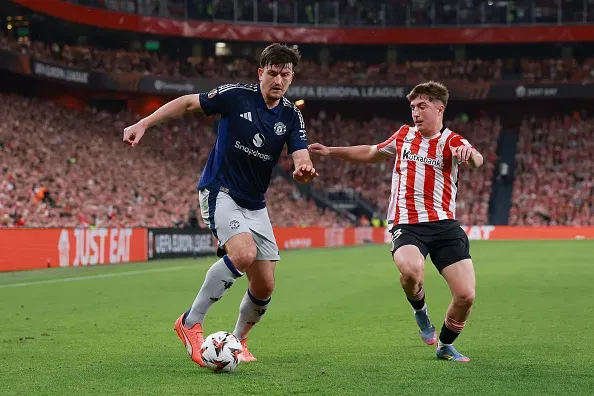 Harry Maguire e Dani Vivian: dois personagens de Bilbao x United. Foto: Getty Images