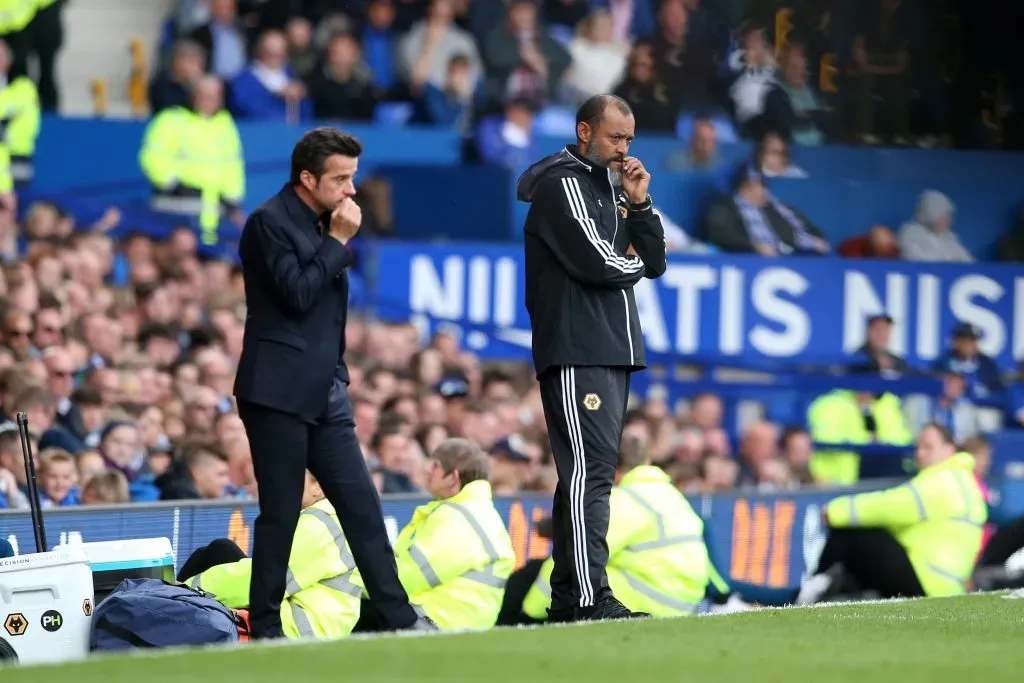 Marco Silva e Nuno Espírito Santo, em 2019. Foto: Jan Kruger/Getty Images.