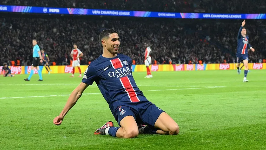 Hakimi marcou o segundo golo do PSG frente ao Arsenal. Foto: Getty Images