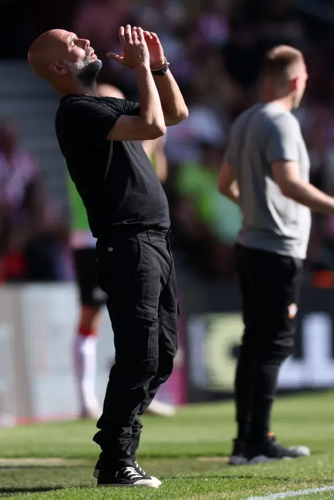 Pep Guardiola tem tido a sua pior temporada com o City. Foto: Michael Steele/Getty Images.