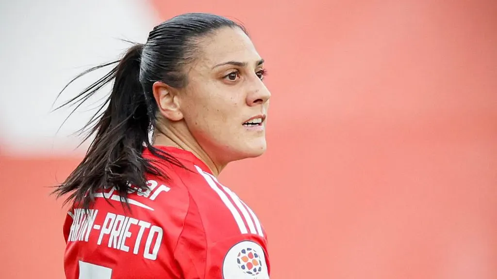 Cristina Martín-Prieto marcou e foi sempre um perigo na equipa do Benfica. Foto: conta oficial no X do SL Benfica