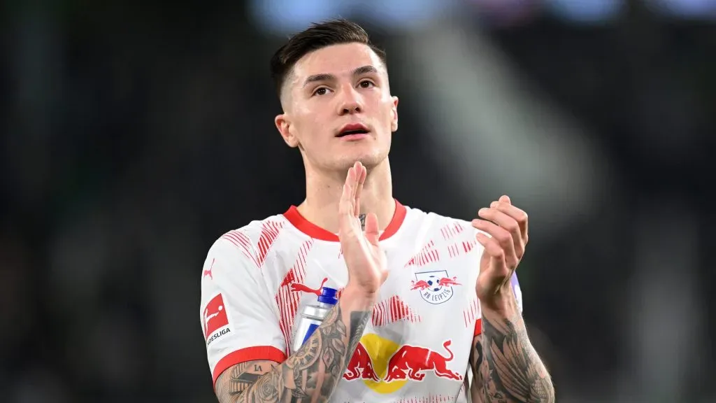 Manchester United e Arsenal de olho em Benjamin Sesko. Foto: Stuart Franklin/Getty Images