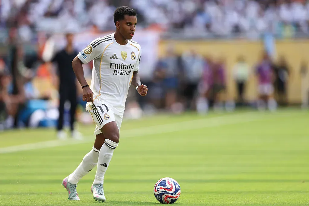 Rodrygo, do Real Madrid, em ação no Mundial de Clubes. Foto: Getty Images