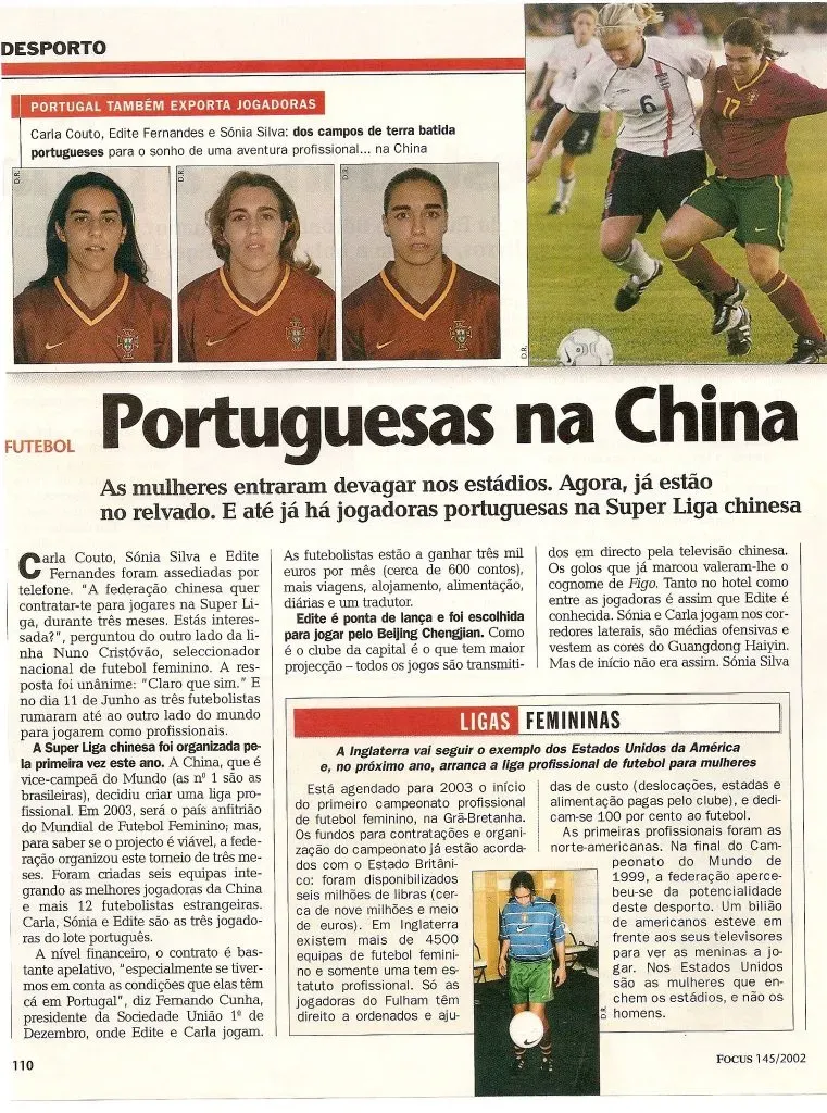 Excerto de um jornal aquando da ida das três lusas para a China. Foto: Facebook Carla Couto.