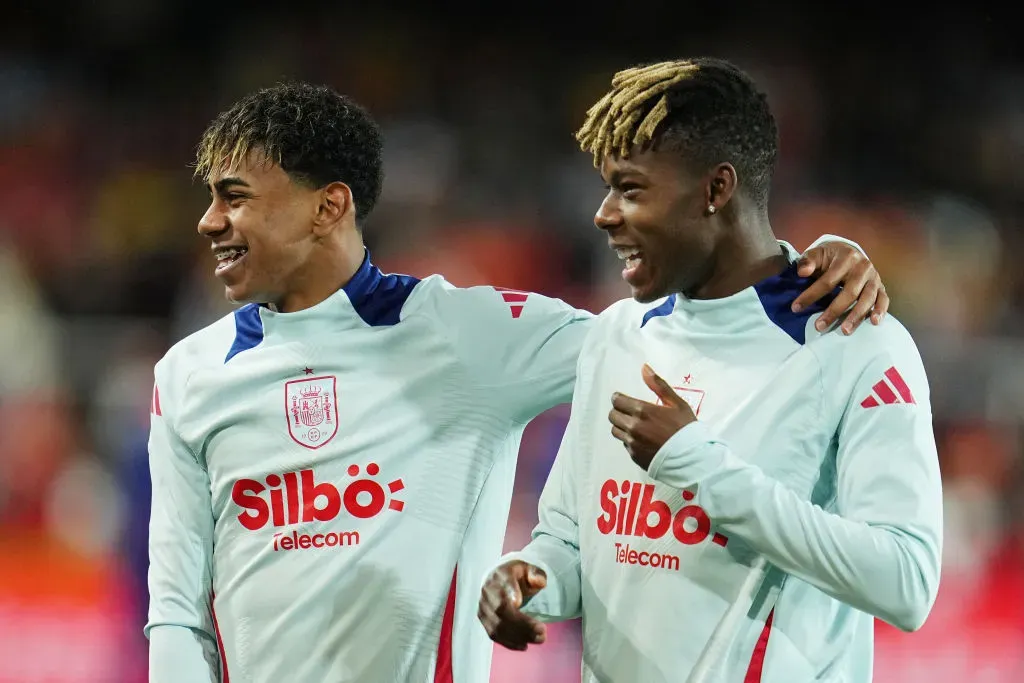 Lamine Yamal e Nico Williams na Seleção da Espanha. Foto: Getty Images