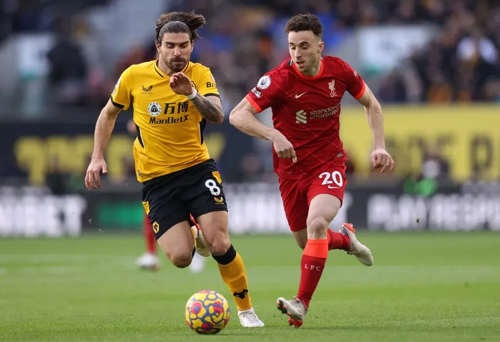 Diogo Jota e Rúben Neves na Premier League. Foto: Getty Images